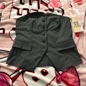 Hidden NYC Black Pinstripe Vest
